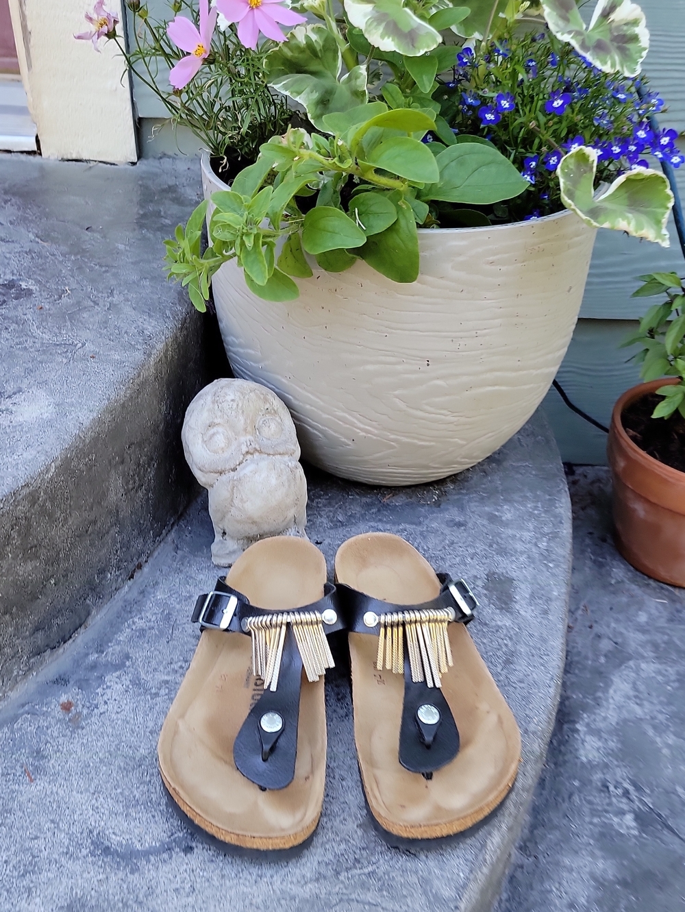 Birkenstock Gizeh Graceful Licorice Fringe Birko-Flor Sandals 38 Womens 7 VGUC